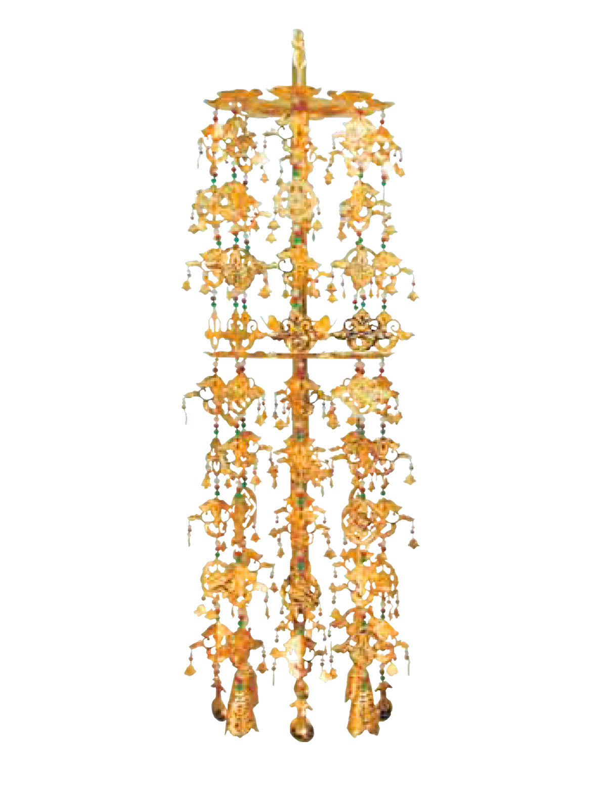 仏具 輪灯瓔珞2重6段 平竿 + 本山輪灯 吊巾 3.0寸 輪灯 真宗大谷派 東 仏具 輪灯瓔珞2重6段 平竿 + 本山輪灯 吊巾