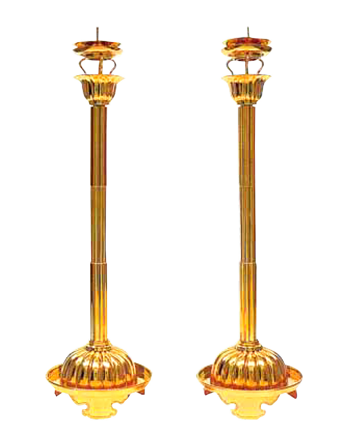 CE71 寺院仏具 真鍮製菊灯一対 50.5cm さざえ仏教美術蝋燭菊燈浄土真宗